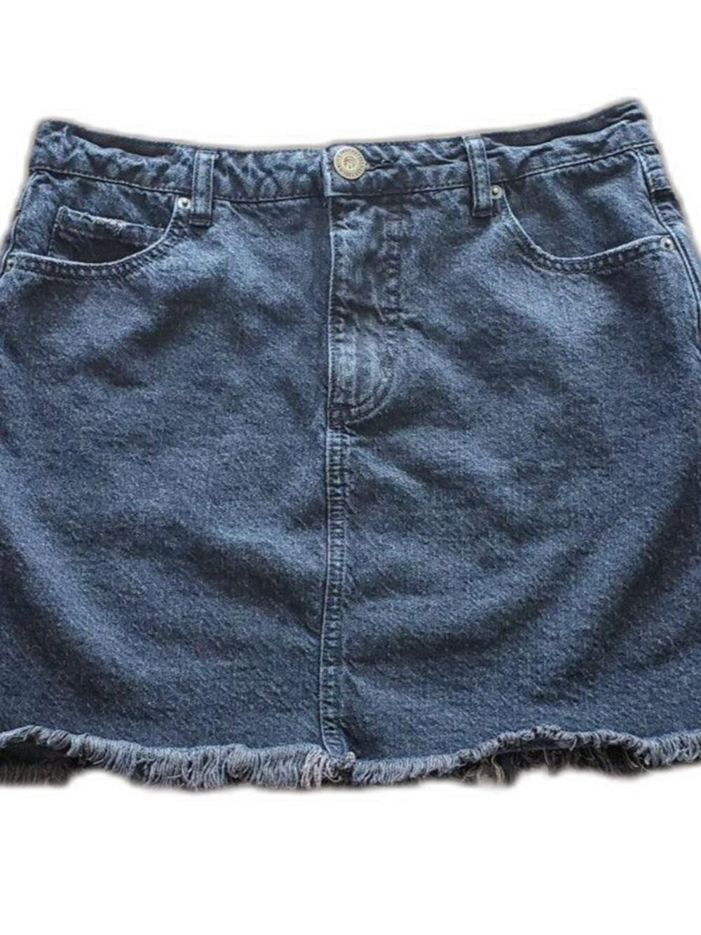 O'Neill Black Denim Frayed Hem Skirt Size 7 Classic 5-Pocket 100% Cotton - Picture 1 of 8
